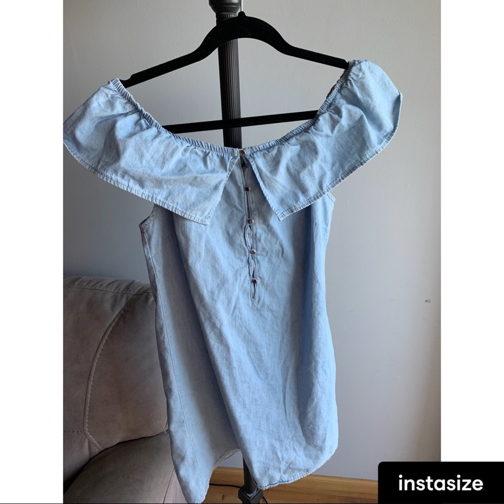 Denim off shoulder dress